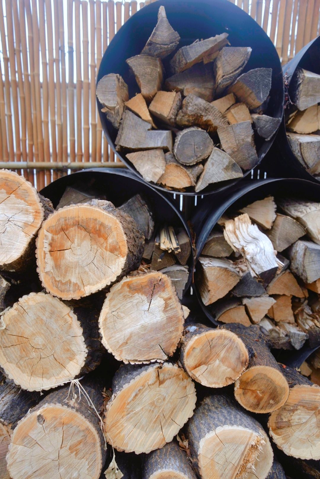 Stacked firewood feature wall