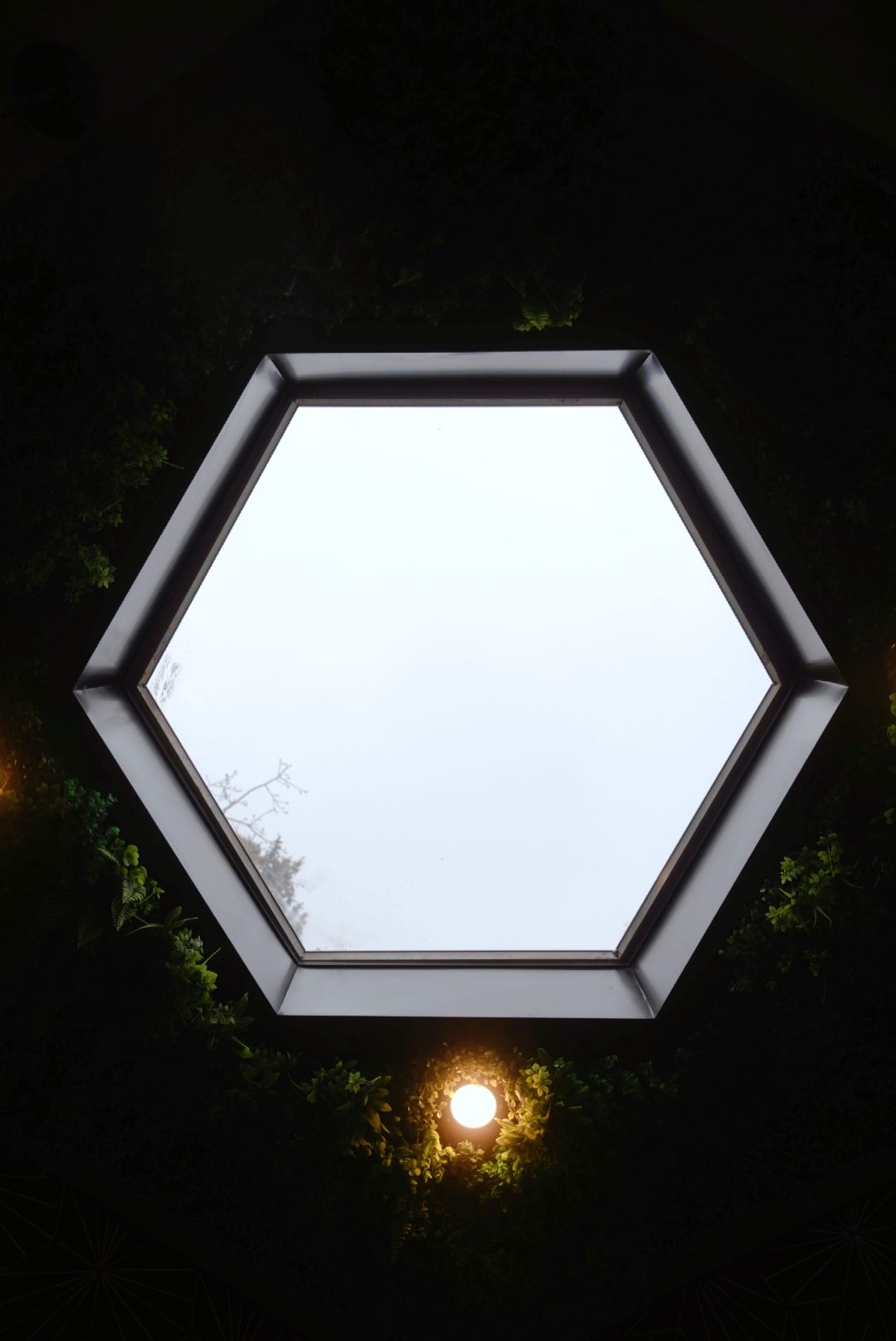 White hexagonal skylight window